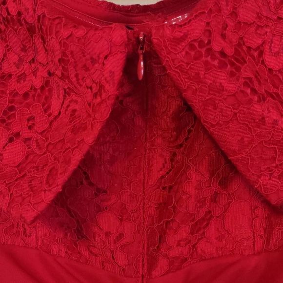 Betsy & Adam Ruched Off the Shoulder Gown Dress Red Size 6 - Picture 12 of 12